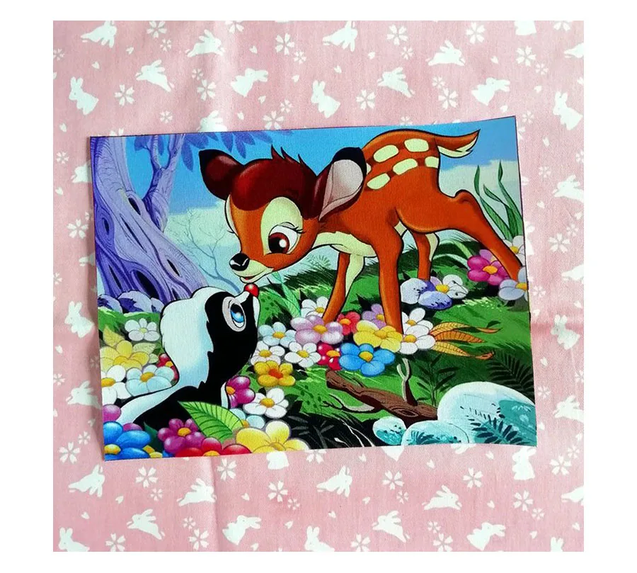 15x20cmDisney олененок декоративный холст ткань ручная окрашенная ткань для сумки/Картины/бумажника/украшения хлопчатобумажная льняная ткань