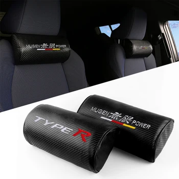 

Car Seat neck pillows typer Emblem Carbon fiber leather headrest case For Honda mugen Civic Accord Crv Fit City Jazz Accessories