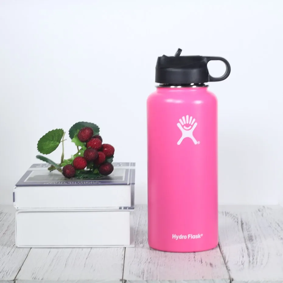 pink Бутылка для воды из нержавеющей стали, бутылка для воды с вакуумной изоляцией, портативная термобутылка для путешествий с широким горлом, 18 унций/320 - Цвет: pink