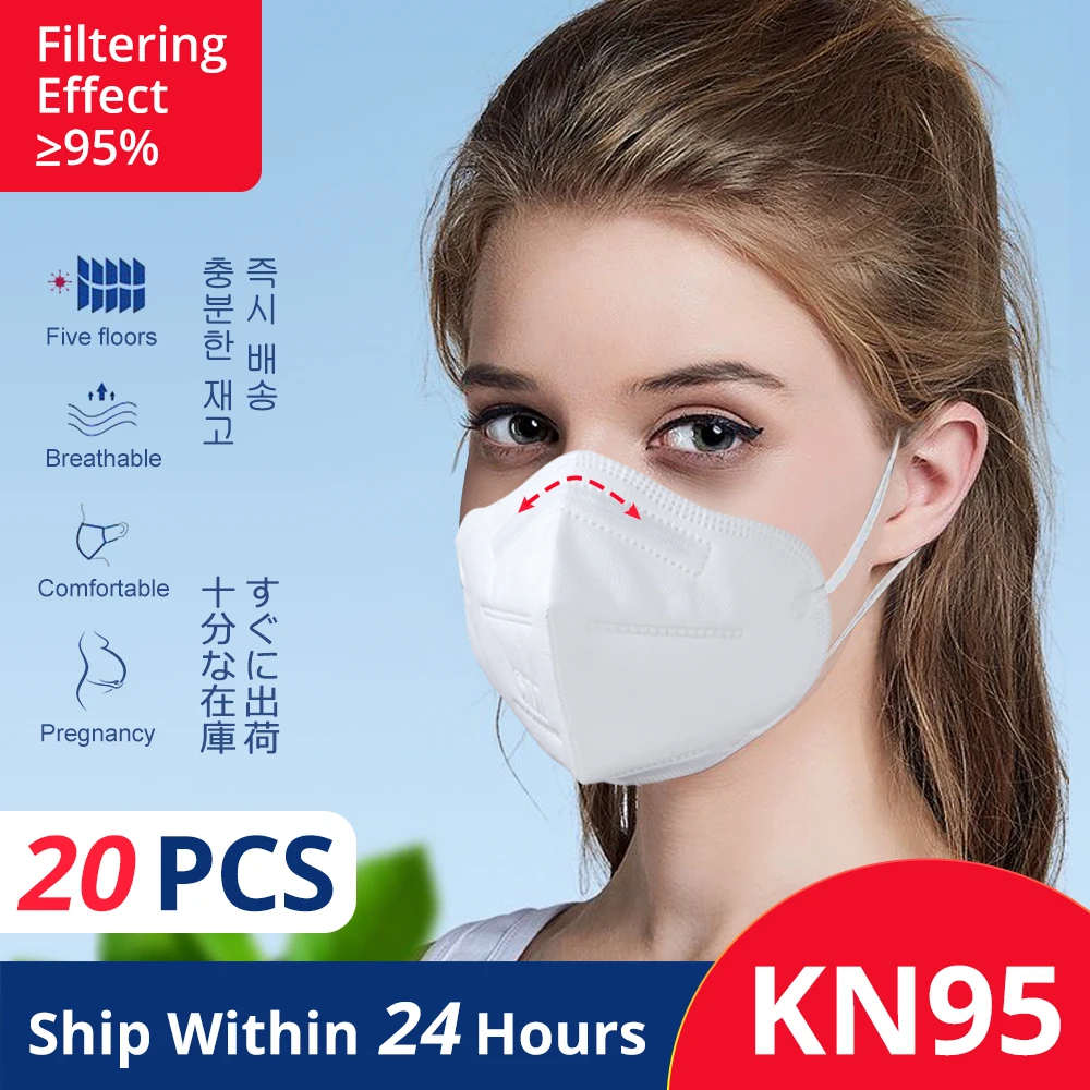

20PCS KN95 Mouth Mask PM 2.5 Dust Face Mask Antiviral Coronavirus Activated Carbon Protective Anti Radiation Mask Gas Mask