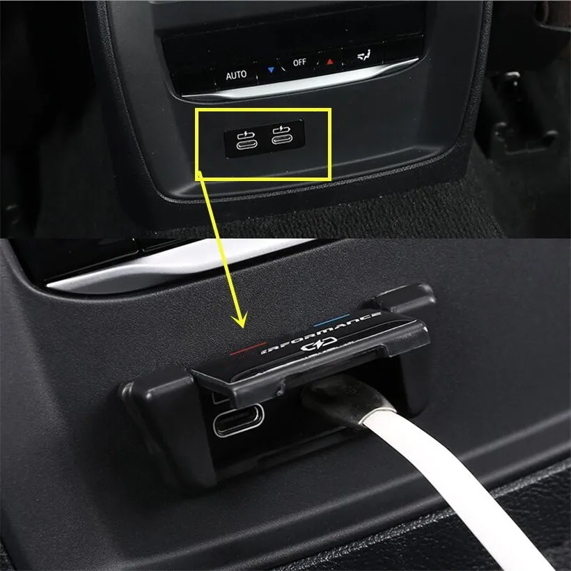 Автомобильный usb-интерфейс для зарядки украшает крышку крышки для BMW 3 серии G20 G28++ заднего сиденья тип-c порт для защиты телефона наклейка