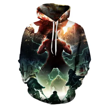 

Men Hoodies Attack on Titan 3D Printing Hooded Pullovers Casual Tracksuits Sweatshirts Fashion Teens Streetwear Hip Hop Jacket