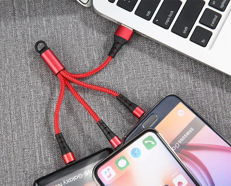 Брелок 3 в 1 usb кабель c type c микро Быстрый зарядный шнур для телефона планшет данные для iPhone huawei Android удобное хранение usb