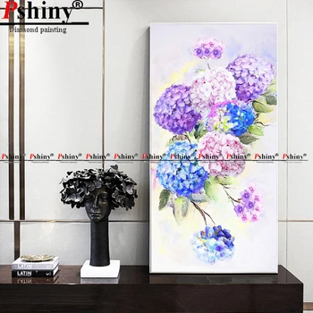 

PSHINY DIY 5D Diamond embroidery sale colored hydrangea flowers paintings from crystals full drill Round pictures of rhinestones
