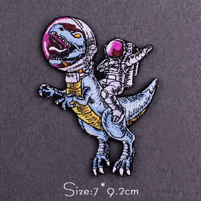 T-Rex Dinosaur Embroidered Iron-On Patch - Jurassic Park Style, Raptor & Triceratops Design 1 thumbnail image