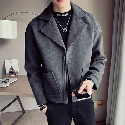 

Men's short paragraph autumn and winter 2019 new Korean version of the trend casual woolen coat lapel jacket woolen coat men