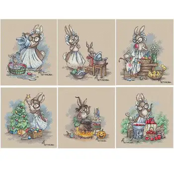 

Rabbit Grandmother Series patterns Counted Cross Stitch DIY Chinese Cross Stitch Kits Embroidery Needlework Sets