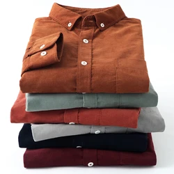 Chemise à manches longues en velours côtelé pour homme, tenue décontractée, marron, épais, XXL, coupe régulière, nouveau modèle 