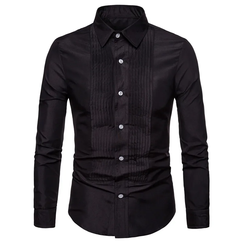 Black Shirt Shirt Брендовая мужская рубашка, модная Роскошная рубашка в дворцовом стиле, тонкая официальная рубашка с длинным рукавом, однотонная деловая рубашка в стиле хип-хоп - Цвет: Black Shirt Shirt