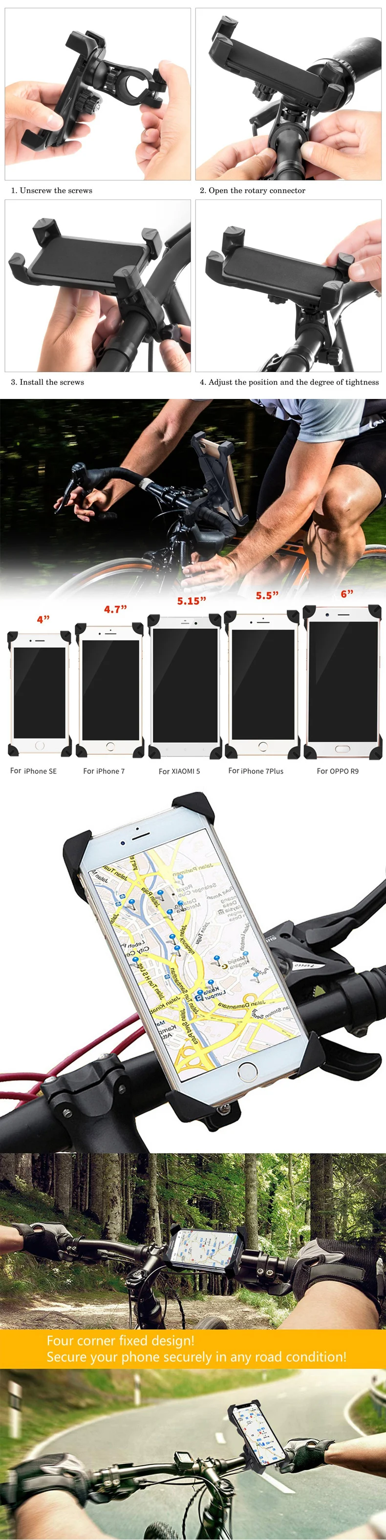 Велосипедный держатель для телефона, универсальный держатель для samsung iPhone gps опора для сотового телефона, держатель для huawei, подставка для телефона