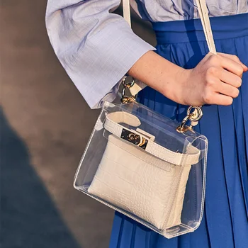 

LACATTURA Women Shoulder Bag Designer Transparent Jelly Bags Messenger Bag 2019 Summer Composite Handbag Crossbody for Ladies