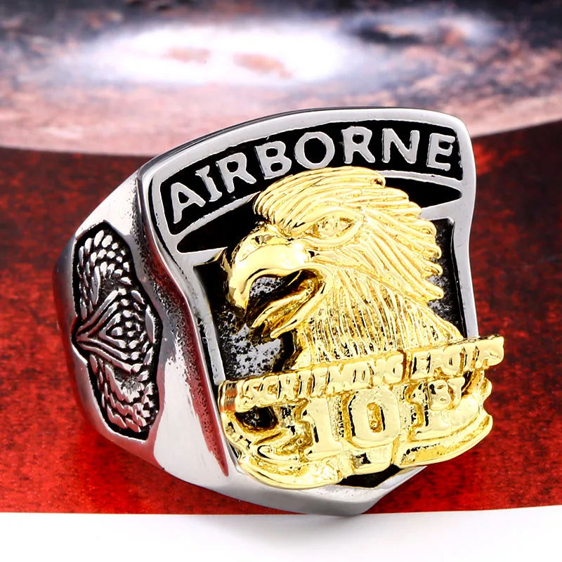 Стальной солдатик 316l нержавеющая сталь для мужчин Американский в воздухе Кричащие Орлы кольцо личность панк ювелирные изделия как подарок для bf