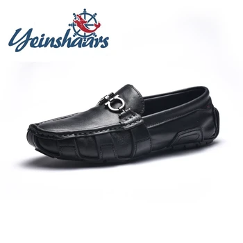 

2020 Brand Men Black Dress Loafers Genuine Leather Casual Luxury Shoes Designers Business Formal Flats Elegantes Gents Slip-ons