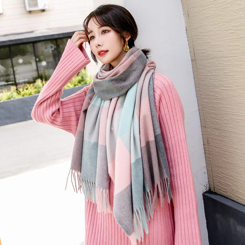 Bufanda de imitación de Cachemira mujer, chal a rojos, moda coreana, para exteriores, Invierno|Bufandas de mujer| - AliExpress