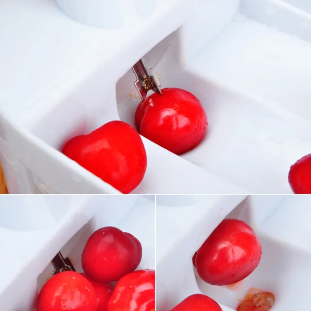 Cherry Corer With Container Kitchen Gadgets Tools Novelty Super Cherry Pitter Stone Corer Remover 10pcs Cherry Pitters Pad 4