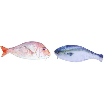 

2Pcs Fish Shaped Pencil Bag Pencil Case Box Fish School Pen Case ity School Creative Gifts - Red & Blue