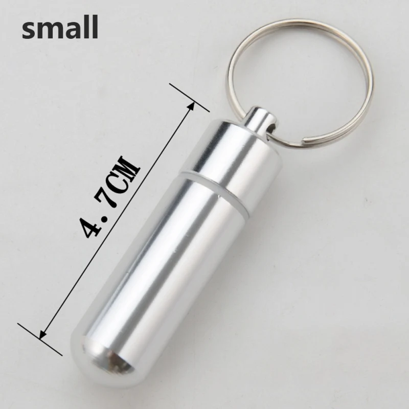 Pill box waterproof aluminum pill box case bottle cache drug holder for traveling camping container keychain medicine box health care