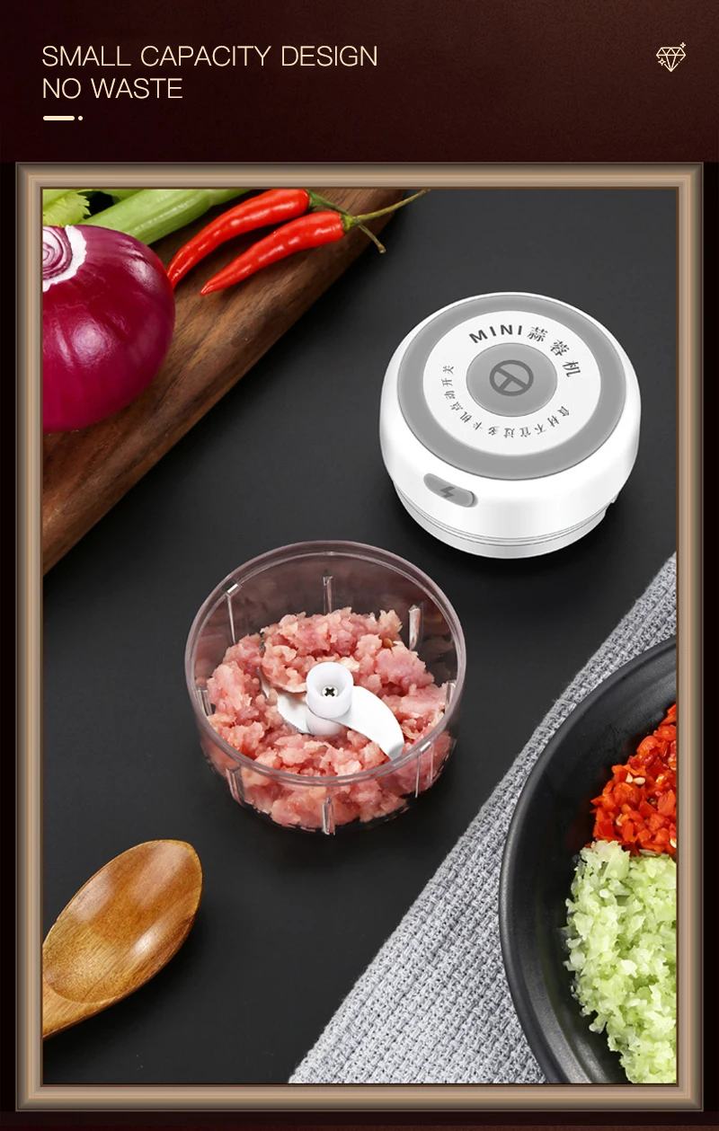 Electric Garlic Chopper, Portable Cordless Mini Food Processor, Rechar –  KitchekShop