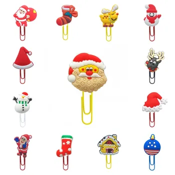 

1pcs Cute Christmas Bookmarks for Book Paper Clips Snowman Page Holder for School Teacher Stationery Office Supply Kid Xmas Gift