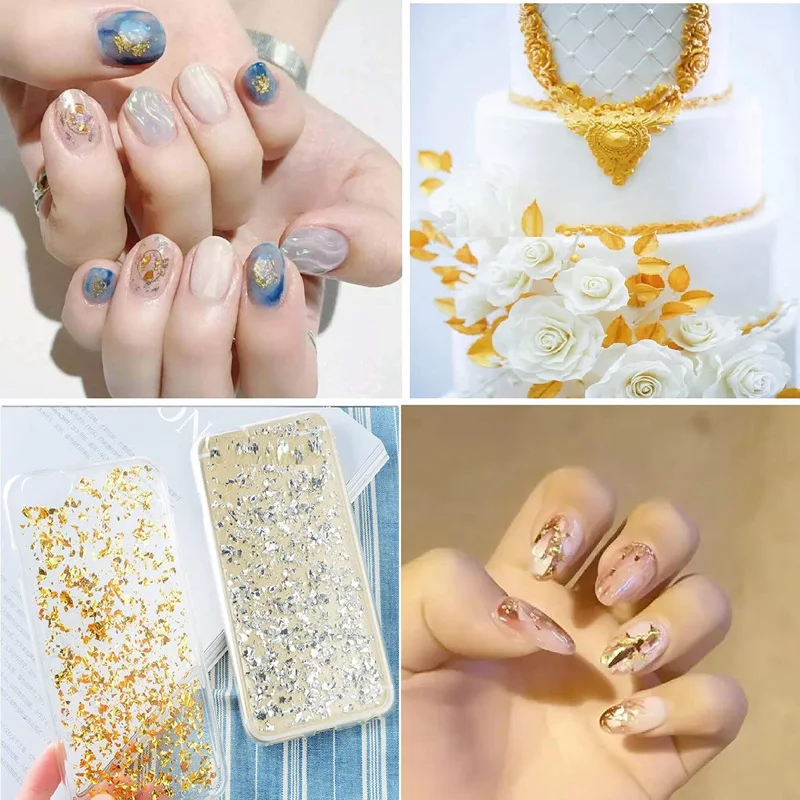 10g Imitation Gold Leaf Flakes Sequins Glitters Confetti for Painting DIY Nail Art Foil Decorative Paper Dessert Cake Decoration