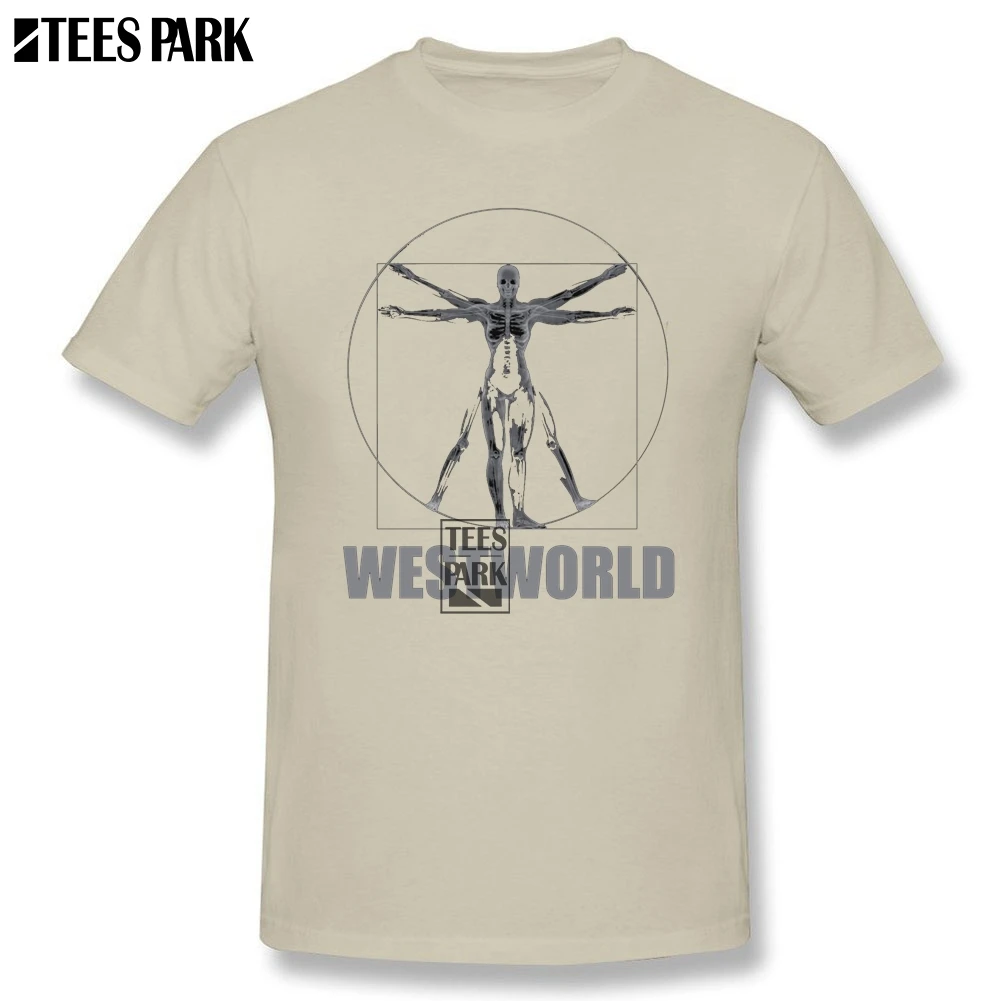 Мужская футболка Westworld Vitruvian, облегающие футболки для мужчин, облегающая футболка с коротким рукавом, сумасшедшая Мужская футболка, Мужская хлопковая футболка - Цвет: Natural