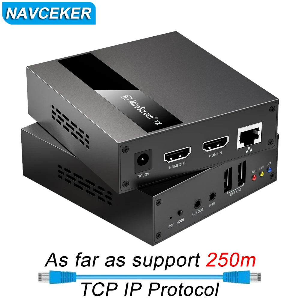2022 Navceker HDMI KVM Extender Over IP RJ45 Network KVM Extender USB HDMI 250M Over