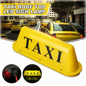 

12V Magnetic Taxi Top Roof LED Light Taxi Sign Cab LED Roof Sign Light White Yellow Waterproof
