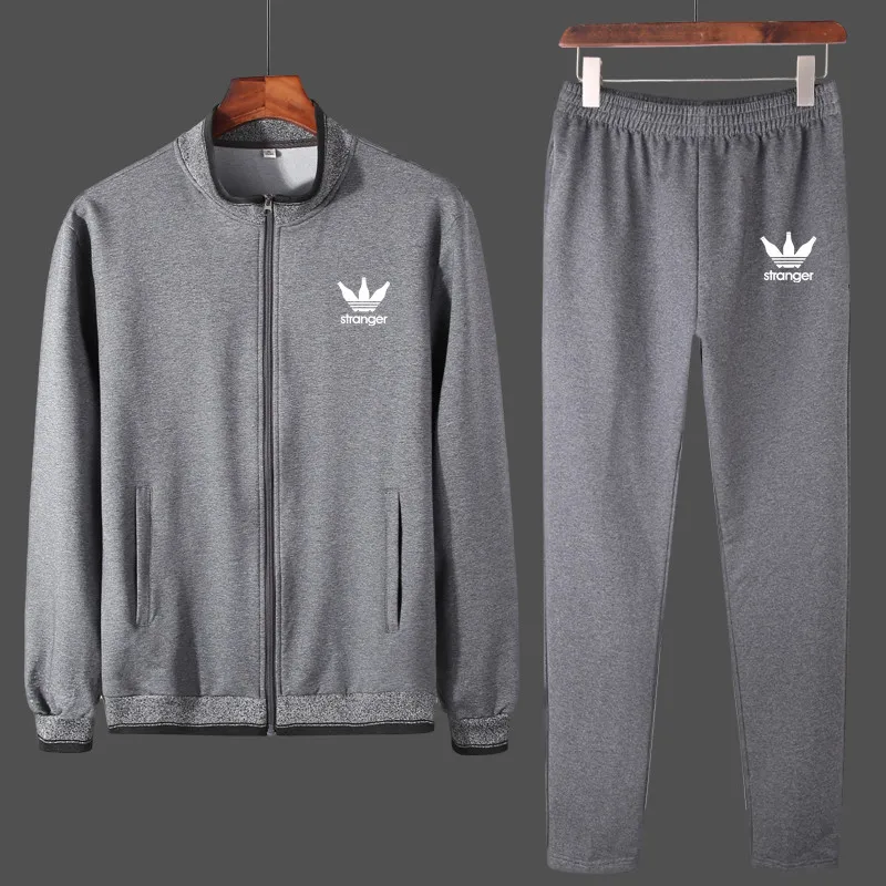 gray-B Брендовые новые мужские комплекты, модный осенний спортивный костюм с принтом Странника, толстовка+ спортивные штаны, Мужская одежда, комплекты из 2 предметов - Color: gray-B