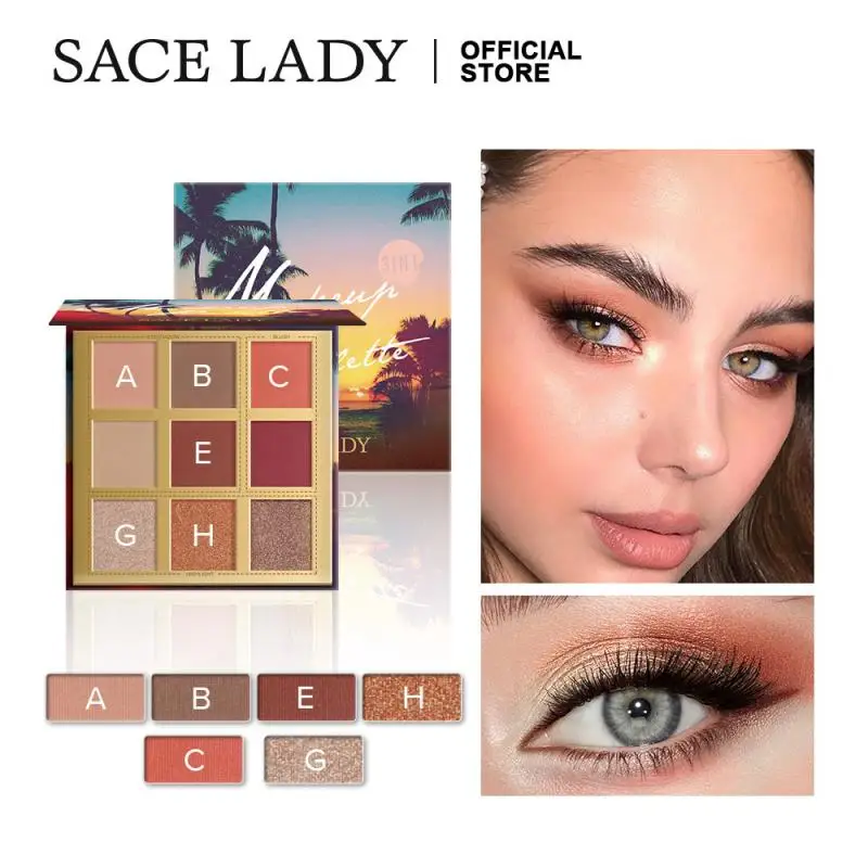 SACE LADY 9 Цвет пляжные тени для век Палитра высокий блеск губ Румяна 3-в-1 матовое
