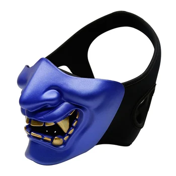 

Halloween Face Cover TPU Devil Grimace Prop Masquerade Japan Samurai Half Adults Terror Reusable Cosplay Costume Party