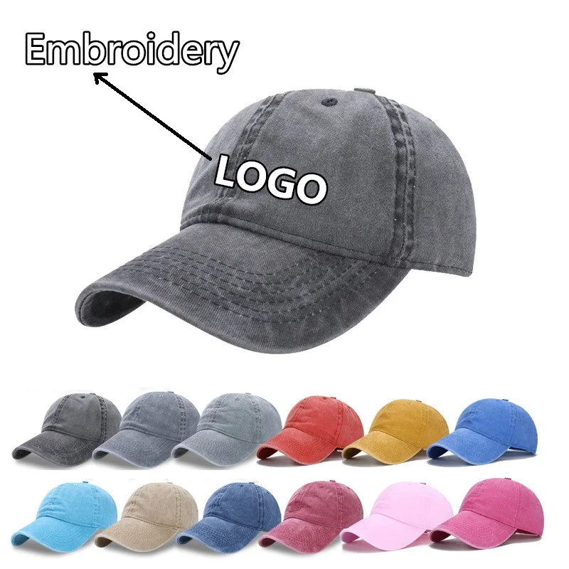 

100% Cotton Custom logo Embroidered baseball cap New women Men Sport Trucker Snapback hats Adjustable Fitted Dad hat