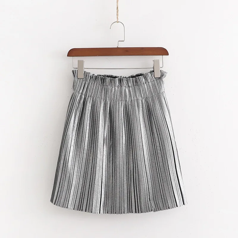 Плиссированные эластичные юбки женские винтажные элегантные плотная мини-юбка женская бумажная сумка Талия серые летние пляжные шорты юбка