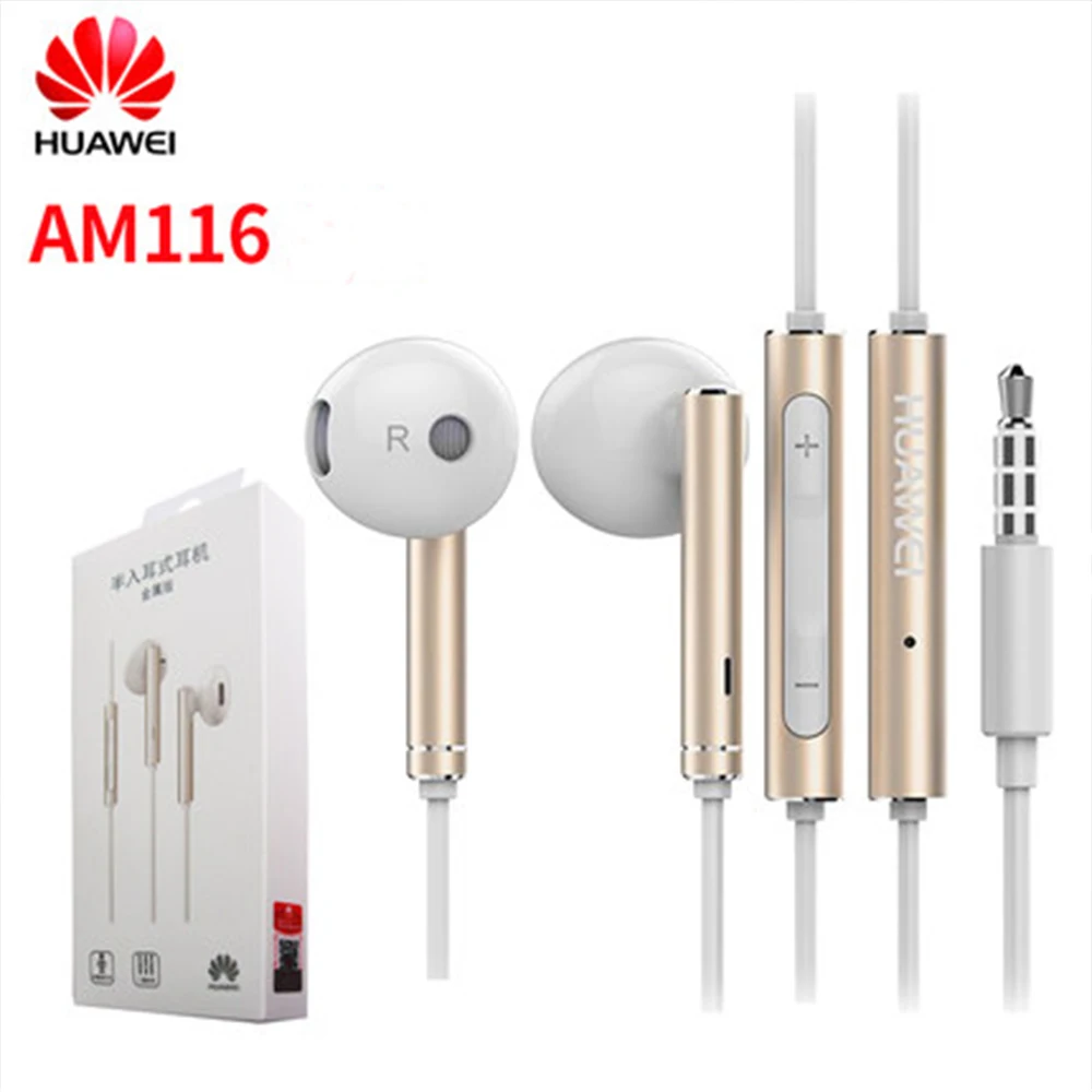 Оригинальные металлические наушники huawei Honor AM116 с микрофоном и регулятором громкости для huawei P7 P8 P9 Lite P10 Plus Honor 5X 6X mate 7 8 9