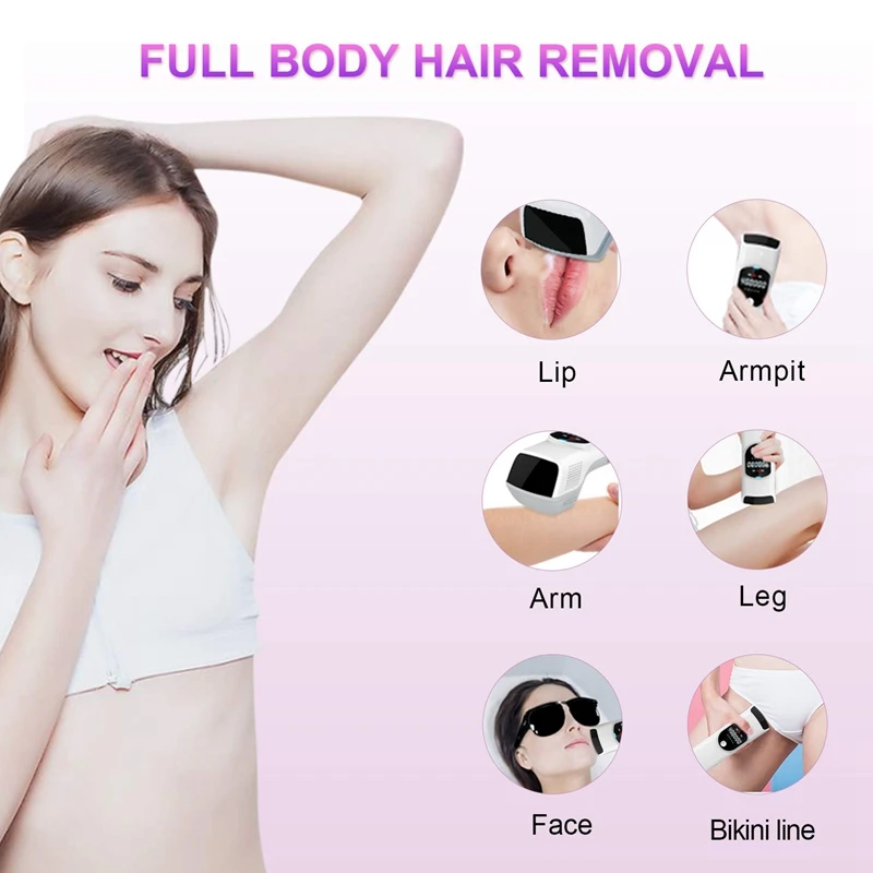 Hair Removal System 400,000 Flashes Skin Facial Body Permanent Hair Remover Device with LED Screen EU Plug