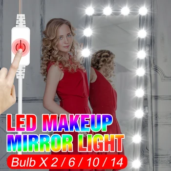 

Dressing Table LED Mirror Light USB 12V Touch Dimmable Makeup Lamp 2 6 10 14Bulb LED Selfie Beauty Lamps Vanity Cabinet Lighting