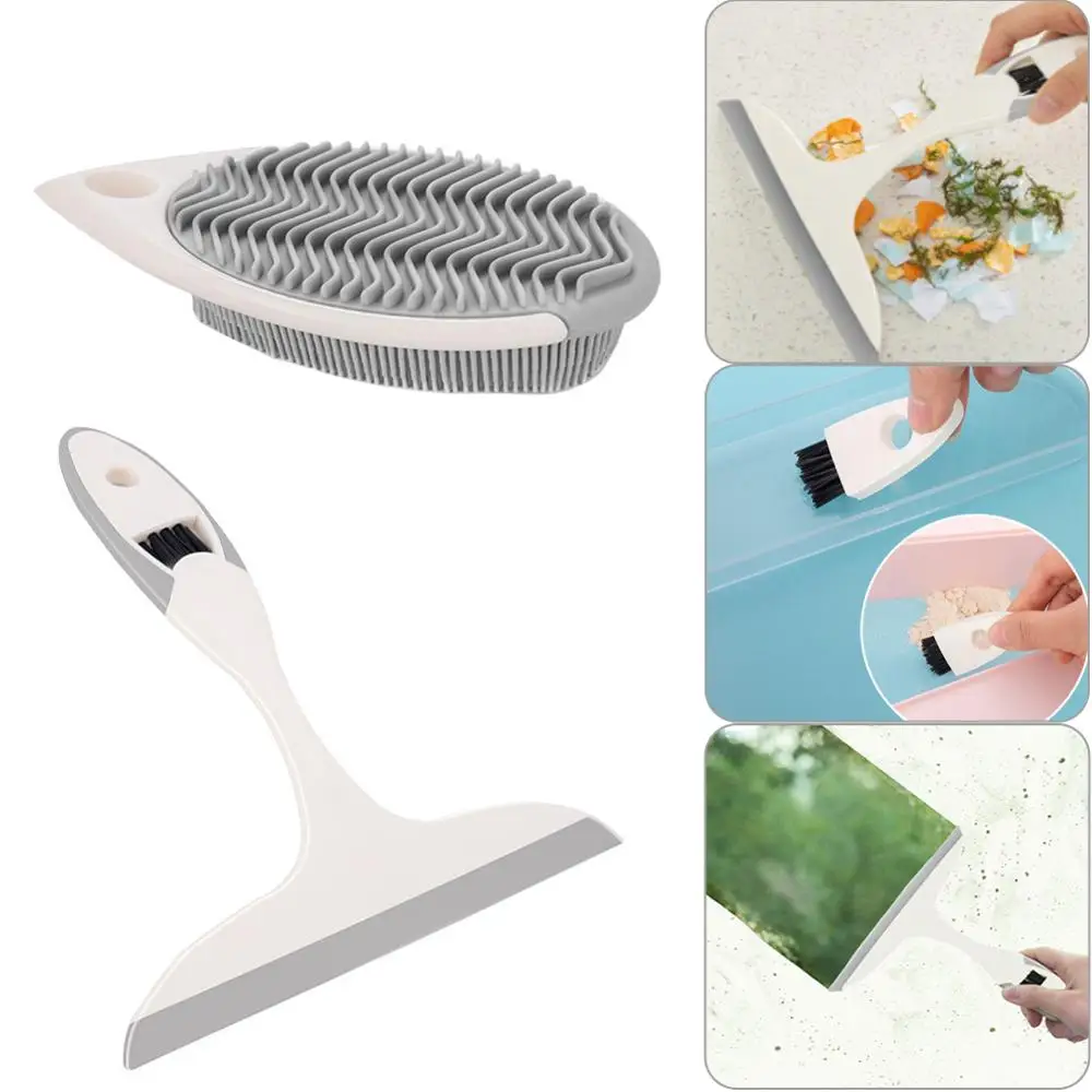

Glass Window Wiper Window Cleaner Silicone Laundry Brush Multifunctional Cleaning Brush Bathroom Cleaning Set