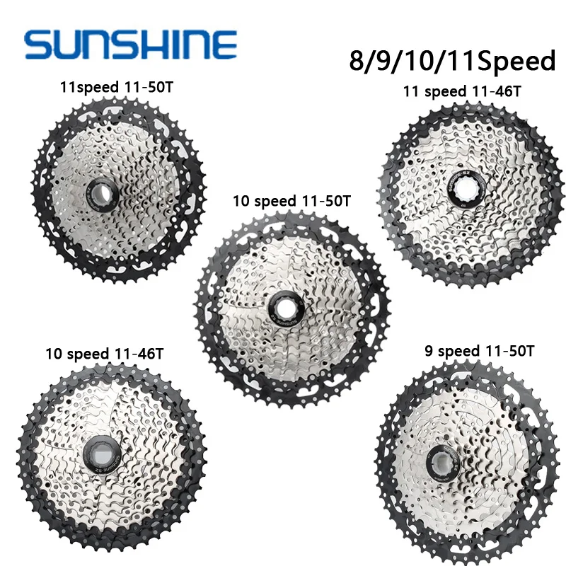 

SUNSHINE MTB Bike Freewheel 11-32/36/40/42/46/50T Bicycle Flywheel 8/9/10/11S Speed Cassette Freewheel