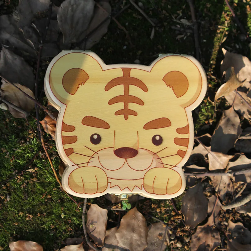 

Cartoon Tiger Baby Teeth Box Lm05 Wooden Cool ya wu Baby Souvenir Deciduous Teeth Storage Case 0.4