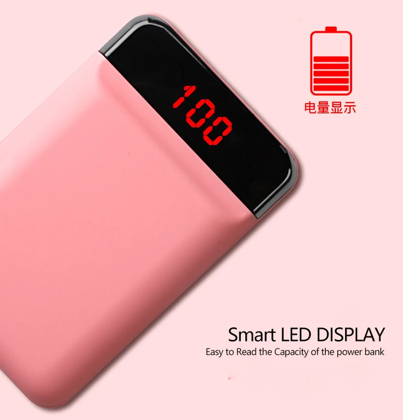 8000mah Power Bank External Battery PoverBank 2 USB LED Portable Mobile phone Charger for Xiaomi MI iphone Samsung Huawei