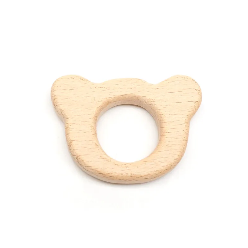 Bear Chenkai 10 шт. деревянный Прорезыватель "Слон" кольцо DIY Экологичная незавершенная Младенческая Погремушка прорезыватель, захватывающие Деревянные игрушки животных - Цвет: Bear