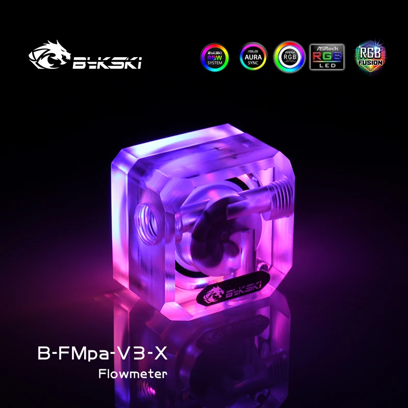 Bykski-medidor de Fluxo de Água Fosco Monitoramento de Fluxo Computador Refrigeração de Água Rgb ou Argb Sync B-fmpe-v3-x 12v 5v - Imagem 2