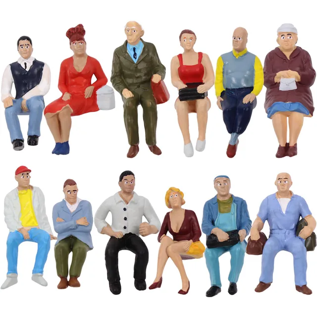 12pcs/24pcs G scale Model Figures 1:22.5-1:25 All Seated Painted People Model Railway P2509
