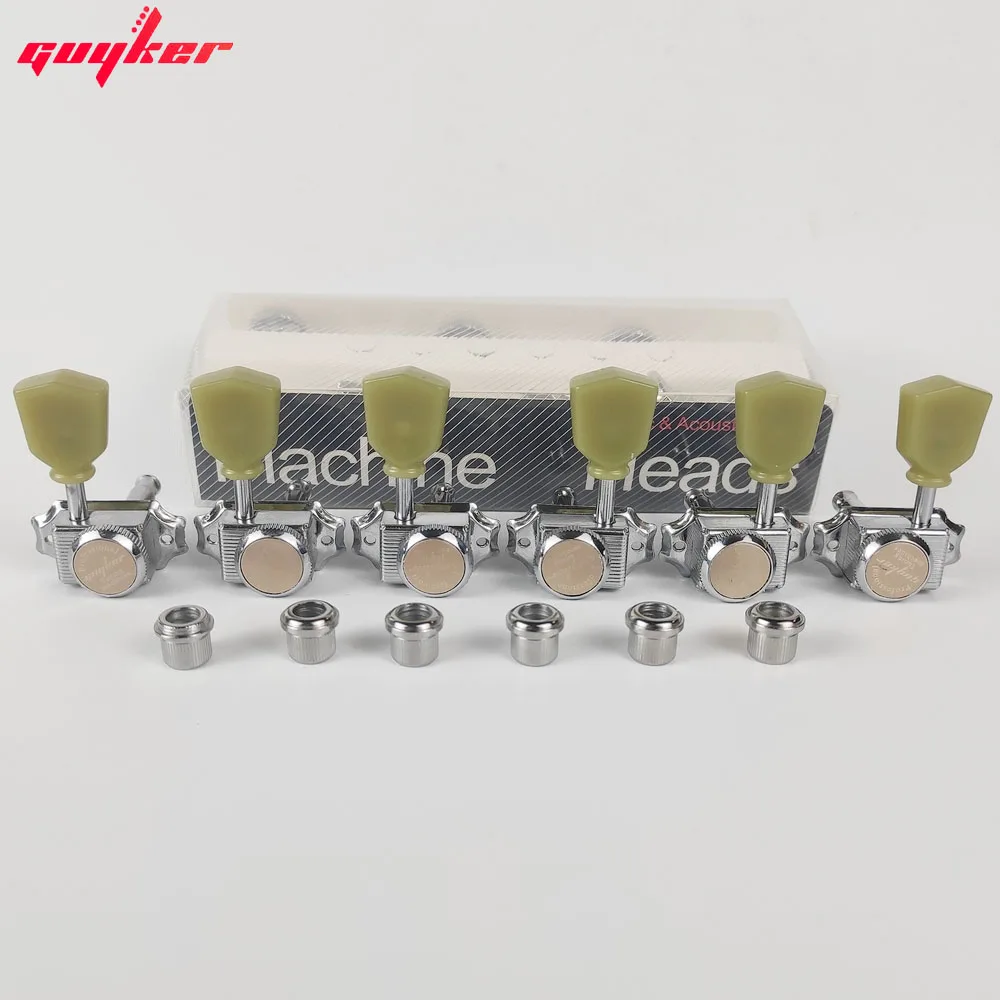 Electric Guitar Tuners 1 Set GUYKER 3R3L Vintage Deluxe Electric Guitar Machine Heads Tuners Nickel Tuning Pegs