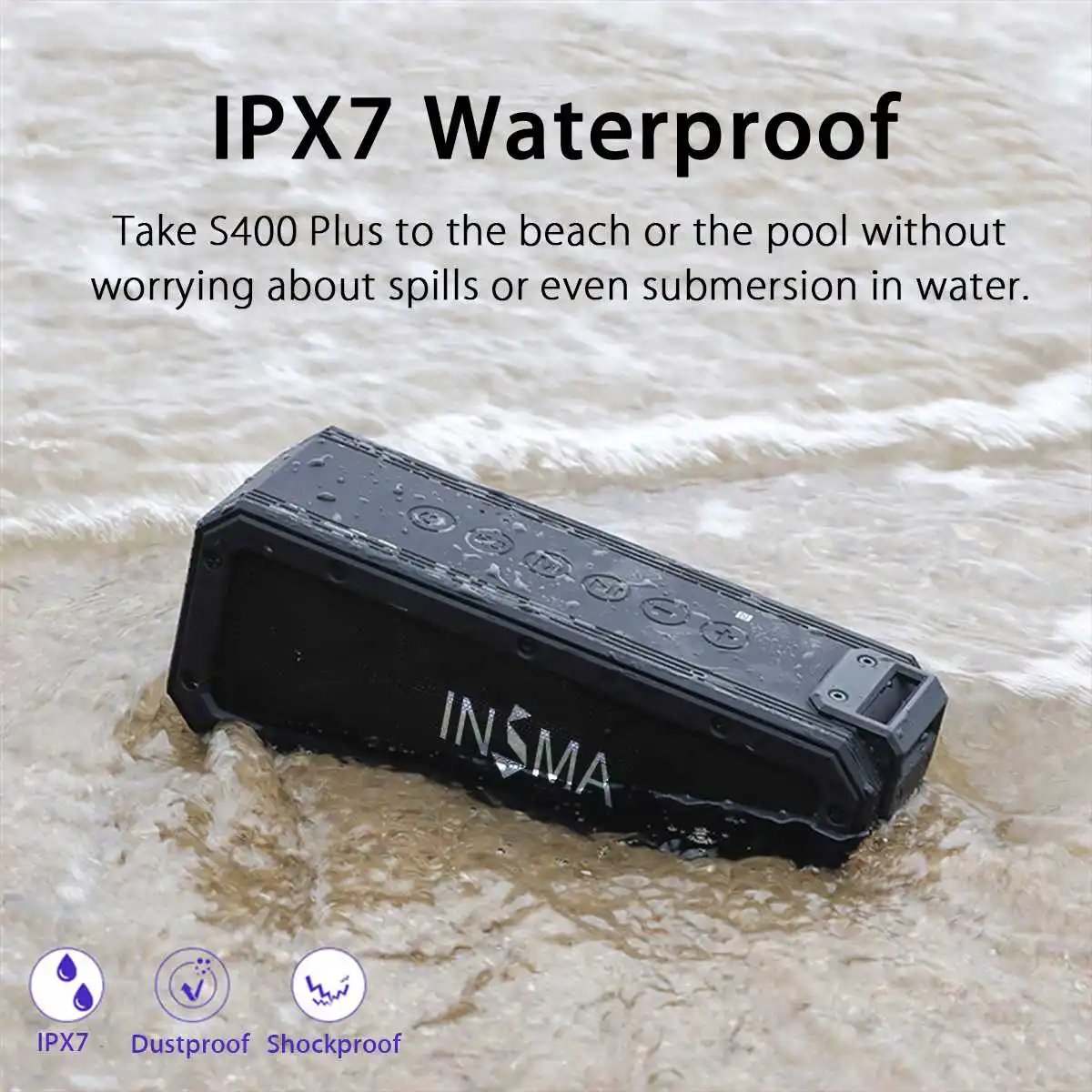 INSMA S400 плюс 40 Вт bluetooth динамик NFC портативный динамик s IPX7 водонепроницаемый сабвуфер наружный TWS Boombox беспроводной громкий динамик s