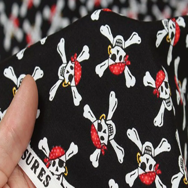 Винтажный брендовый Цветочный Череп с пиратским принтом, хлопковая ткань 50x105 см для шитья, постельных принадлежностей