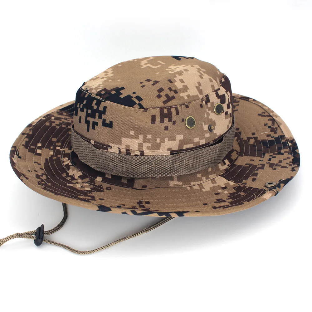 Шляпа для джунглей Bob Camo Bucket Военная Унисекс Мужская Уличная Рыбацкая хлопковая Рыболовная Шапка Chapeau Hunt Солнцезащитная шляпа для пешего туризма - Цвет: Desert