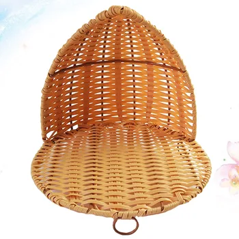 

1pc Simulation Rattan Woven Storage Basket Decorative Basket Snack Dessert Basket for Hotel Restaurant (Light Yellow, Small Size