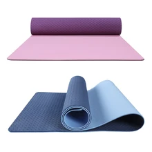 TPE двухцветные коврики для йоги 6 мм, плотные Нескользящие КАЧЕСТВЕННЫЕ СПОРТИВНЫЕ коврики для занятий спортом в тренажерном зале, сумка для йоги с ремешком