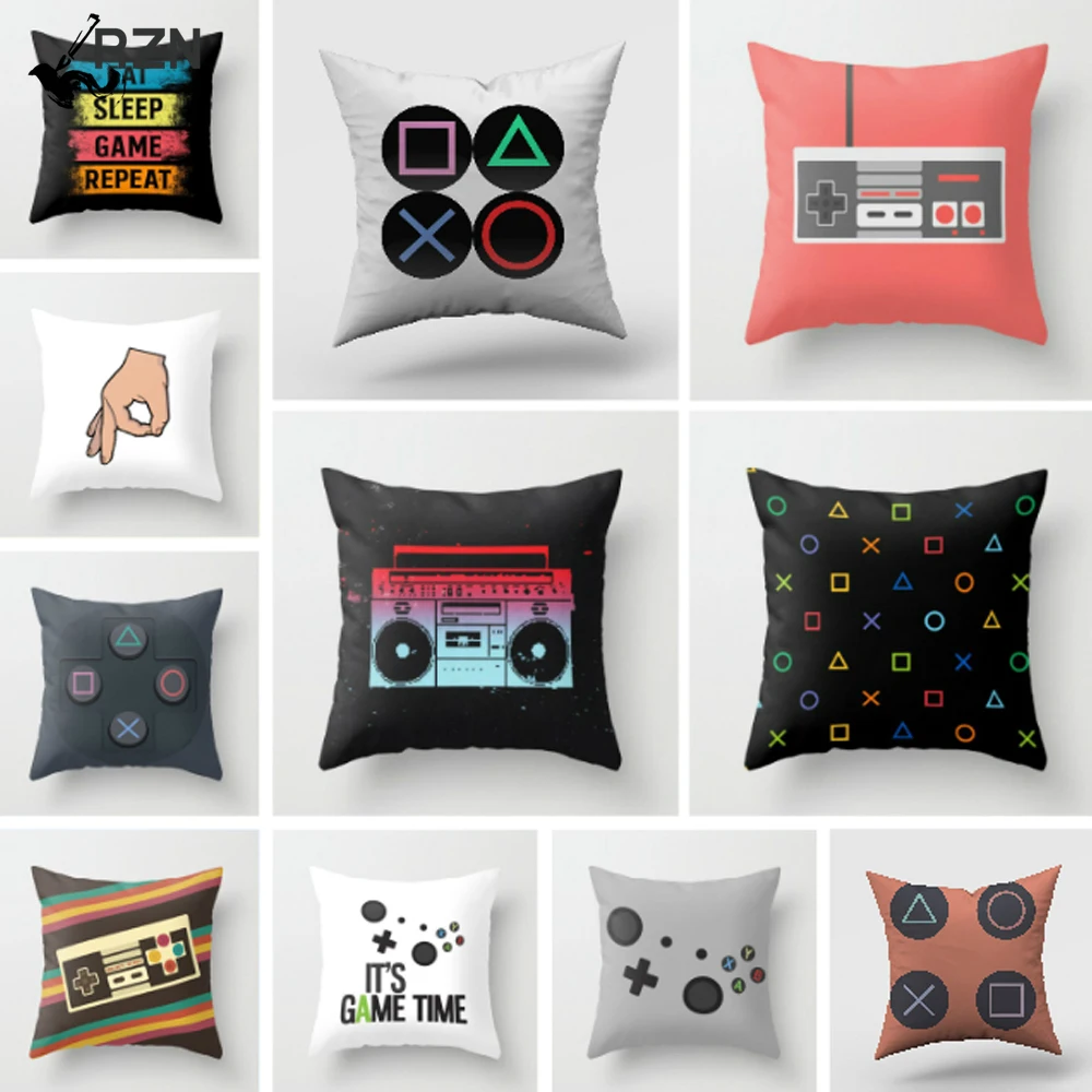 Video Game Decorative Cushion Cover Retro Polyester Pillowcase Sofa