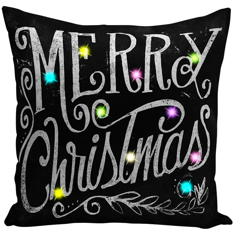 Рождественский Сказочный светодиодный Чехол на подушку из полиэстера, короткая плюшевая наволочка на подушку, олень, голубое небо, Рождественское украшение, подушка на подушку - Цвет: H